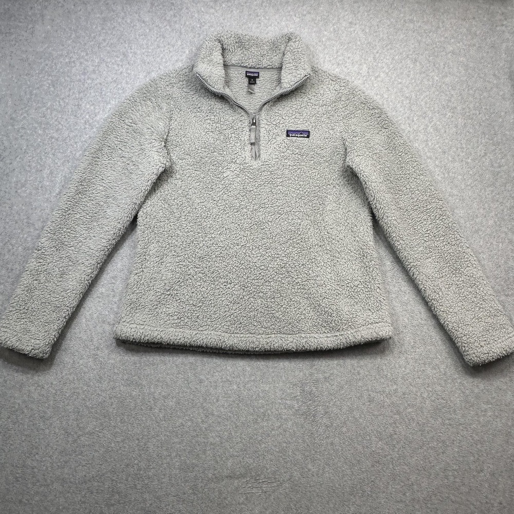 Patagonia Los Gatos Fleece Jacket‎ Womens Medium Gray 1/4 Zip Pullover Sherpa